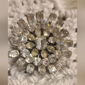 Vintage Clear Rhinestones Brooch
